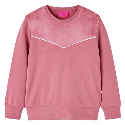 Kinder-Sweatshirt Samt-Patchwork Himbeerrosa 104