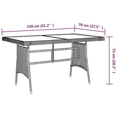 vidaXL Gartentisch Grau 130x70x72 cm Poly Rattan & Massivholz Akazie