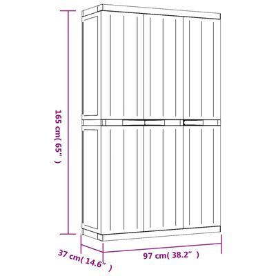 vidaXL Gartenschrank Grau und Schwarz 97x37x165 cm PP