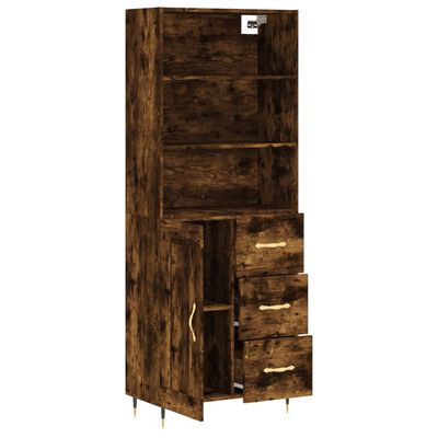 vidaXL Highboard Räuchereiche 69,5x34x180 cm Holzwerkstoff