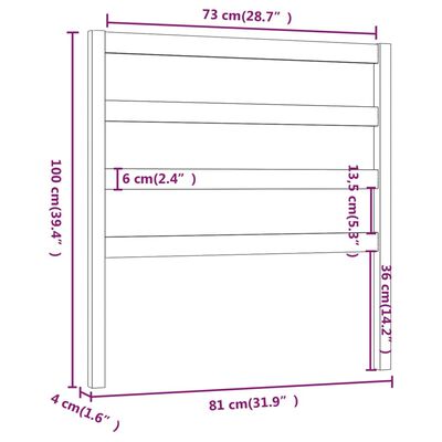 vidaXL Kopfteil Grau 81x4x100 cm Massivholz Kiefer