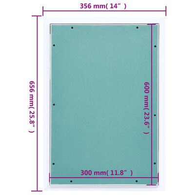 vidaXL Revisionsklappe mit Aluminium-Rahmen und GK-Einlage 300x600 mm