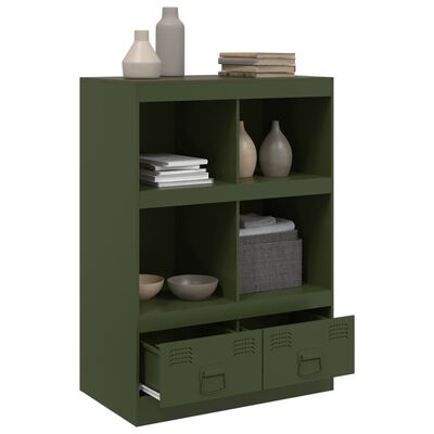 vidaXL Highboard Olivgrün 67x39x95 cm Stahl