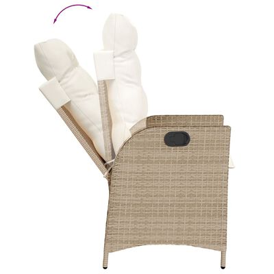 vidaXL 9-tlg. Garten-Essgruppe mit Kissen Beige Poly Rattan