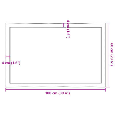 vidaXL Tischplatte 100x60x(2-4) cm Massivholz Behandelt Baumkante