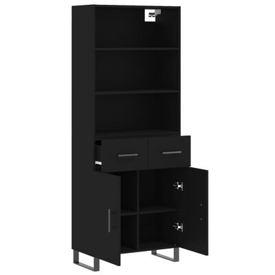 vidaXL Highboard Schwarz 69,5x34x180 cm Holzwerkstoff