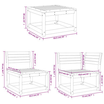 vidaXL 6-tlg. Garten-Sofagarnitur Wachsbraun Massivholz Kiefer