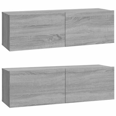 vidaXL TV-Wandschränke 2 Stk. Grau Sonoma 100x30x30 cm Holzwerkstoff