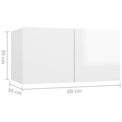 vidaXL 5-tlg. TV-Schrank-Set Hochglanz-Weiß Holzwerkstoff