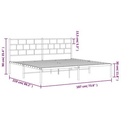 vidaXL Bettgestell mit Kopfteil Metall Schwarz 183x213 cm