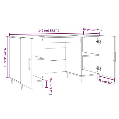 vidaXL Schreibtisch Weiß 140x50x75 cm Holzwerkstoff