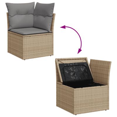 vidaXL 5-tlg. Garten-Sofagarnitur mit Kissen Beige Poly Rattan