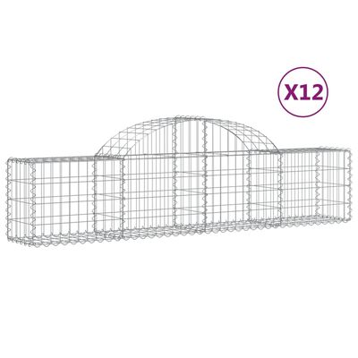 vidaXL Gabionen mit Hochbogen 12 Stk. 200x30x40/60 cm Verzinktes Eisen