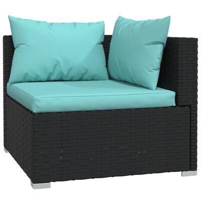 vidaXL 11-tlg. Garten-Lounge-Set mit Kissen Poly Rattan Schwarz