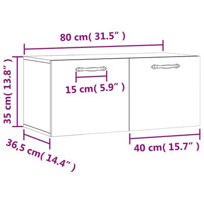 vidaXL Wandschrank Schwarz 80x36,5x35 cm Holzwerkstoff