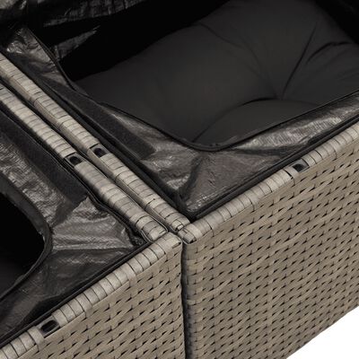 vidaXL 8-tlg. Garten-Sofagarnitur mit Kissen Grau Poly Rattan