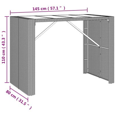 vidaXL 5-tlg. Gartenbar-Set mit Kissen Schwarz Poly Rattan