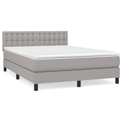 vidaXL Boxspringbett mit Matratze Hellgrau 140x200 cm Stoff