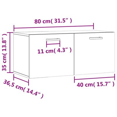 vidaXL Wandschrank Sonoma-Eiche 80x36,5x35 cm Holzwerkstoff