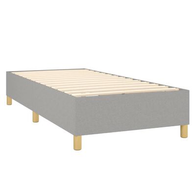 vidaXL Boxspringbett mit Matratze & LED Hellgrau 90x190 cm Stoff