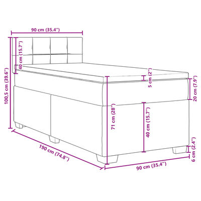 vidaXL Boxspringbett mit Matratze Schwarz 90x190 cm Stoff