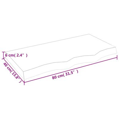 vidaXL Waschtischplatte Dunkelbraun 80x40x(2-6)cm Massivholz Behandelt