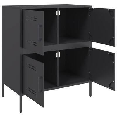 vidaXL Sideboard Schwarz 68x39x79 cm Stahl