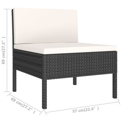 vidaXL 12-tlg. Garten-Lounge-Set mit Auflagen Poly Rattan Schwarz