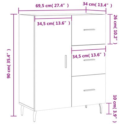 vidaXL Sideboard Grau Sonoma 69,5x34x90 cm Holzwerkstoff