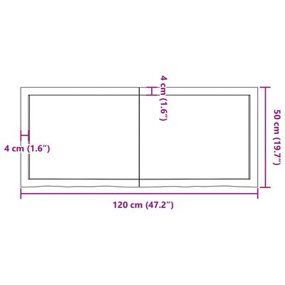 vidaXL Waschtischplatte Dunkelbraun 120x50x(2-4)cm Massivholz