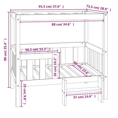 vidaXL Hundebett Weiß 95,5x73,5x90 cm Massivholz Kiefer