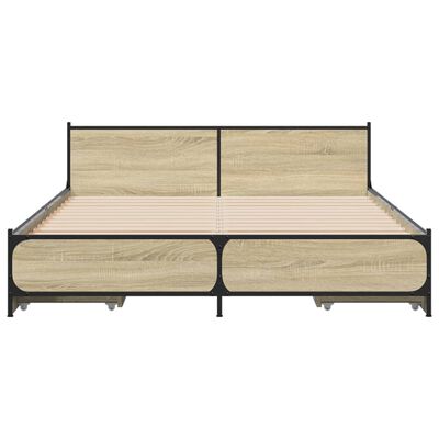 vidaXL Bettgestell mit Schubladen Sonoma-Eiche 135x190cm Holzwerkstoff