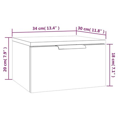 vidaXL Wand-Nachttisch Sonoma-Eiche 34x30x20 cm