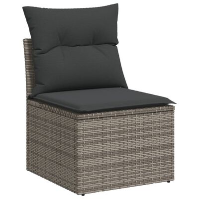 vidaXL 4-tlg. Garten-Sofagarnitur mit Kissen Grau Poly Rattan