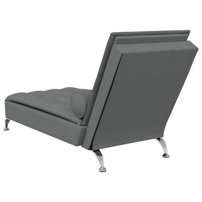 vidaXL Massage-Chaiselongue mit Nackenrolle Dunkelgrau Stoff