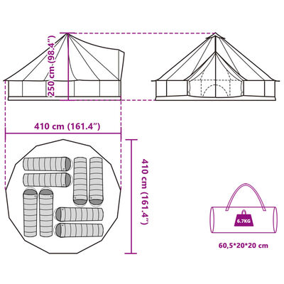 vidaXL Tipi-Familienzelt 8 Personen Blau Wasserdicht