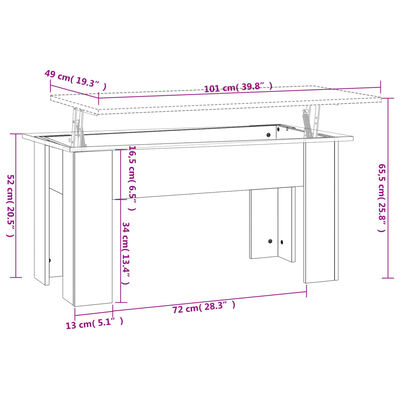 vidaXL Couchtisch Schwarz 101x49x52 cm Holzwerkstoff