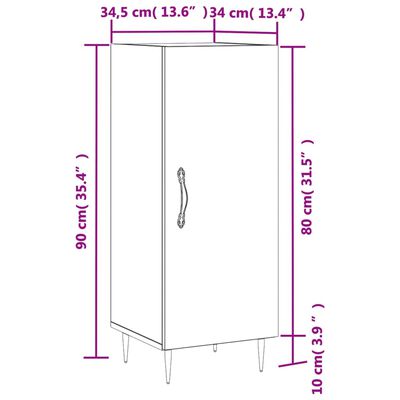 vidaXL Sideboard Betongrau 34,5x34x90 cm Holzwerkstoff