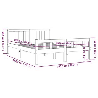 vidaXL Massivholzbett Schwarz 140x190 cm