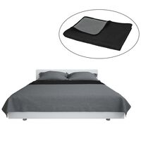 vidaXL Zweiseitige Tagesdecke Gesteppt 170 x 210 cm Grau und Schwarz