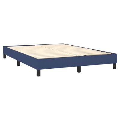 vidaXL Boxspringbett mit Matratze & LED Blau 140x190 cm Stoff