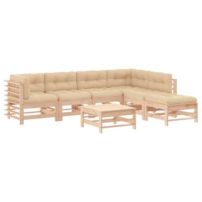 vidaXL 7-tlg. Garten-Lounge-Set mit Kissen Massivholz