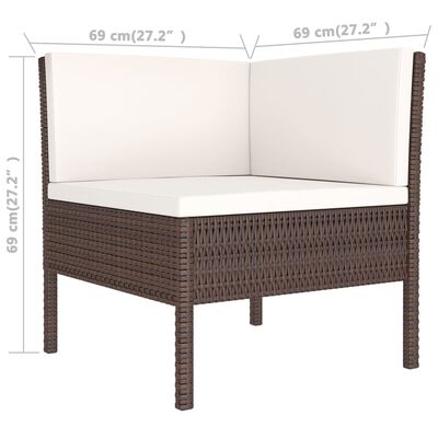 vidaXL 9-tlg. Garten-Lounge-Set mit Auflagen Poly Rattan Braun