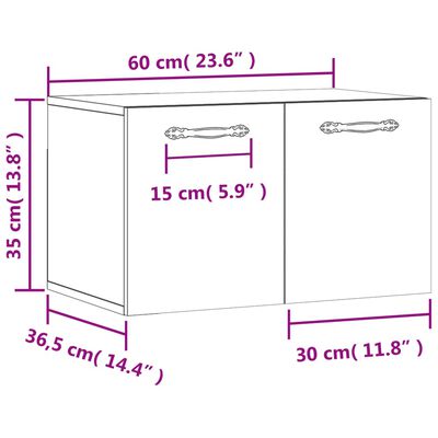 vidaXL Wandschrank Sonoma-Eiche 60x36,5x35 cm Holzwerkstoff