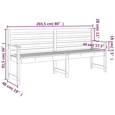 vidaXL Gartenbank Honigbraun 203,5x48x91,5 cm Massivholz Kiefer