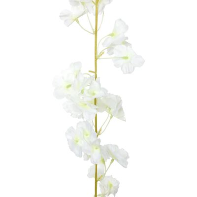 vidaXL Weihnachtskränze Blumen 6 Stk. Weiß 180 cm