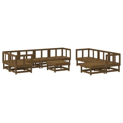 vidaXL 10-tlg. Garten-Lounge-Set Honigbraun Massivholz Kiefer