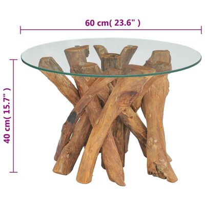 vidaXL Couchtisch Massivholz Teak Treibholz 60 cm