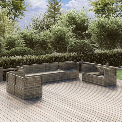 vidaXL 8-tlg. Garten-Lounge-Set mit Kissen Grau Poly Rattan