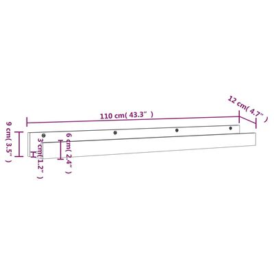 vidaXL Wandregale 2 Stk. Grau 110x12x9 cm Massivholz Kiefer